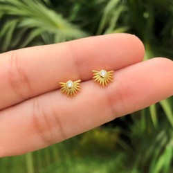 Aretes Medio Sol Chapa de Oro Az240