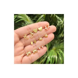Aretes Medio Sol Chapa de Oro Az240