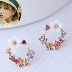 Aretes Mini Aro Flor Chapa de Oro 1X4