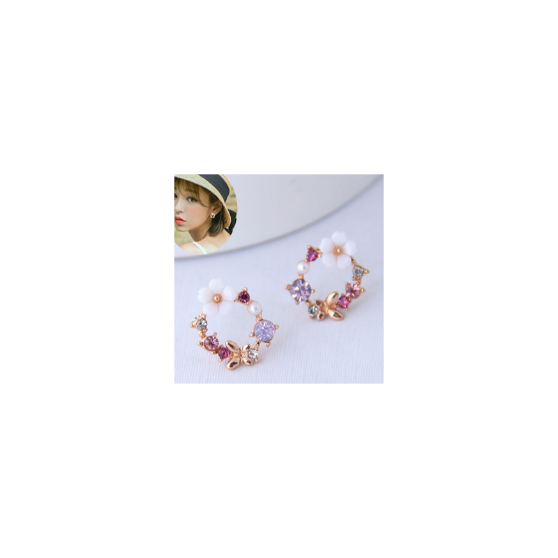 Aretes Mini Aro Flor Chapa de Oro 1X4