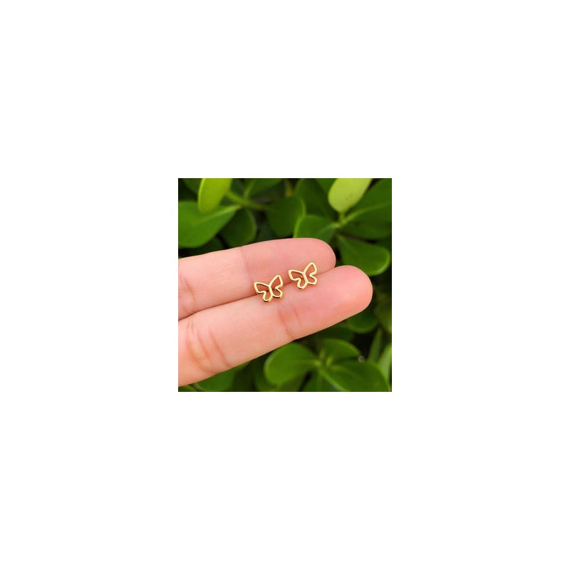 Aretes Mariposa Chapa de Oro 18K   Az118
