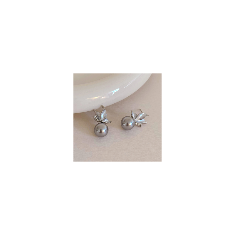 Aretes Perla Gris  2Q4