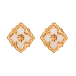 Aretes Trebol Blanco Acero Inox 1T1