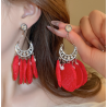 Aretes Petalos Elegantes Rojo  2i7