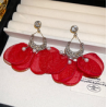 Aretes Petalos Elegantes Rojo  2i7