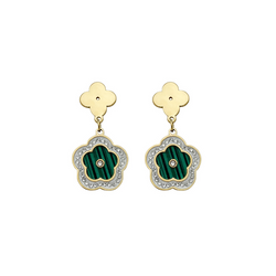 Aretes Trebol Dorado.Verde Acero Inox  1X5