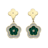 Aretes Trebol Dorado.Verde Acero Inox  1X5