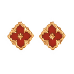 Aretes Trebol Rojo Acero Inox  1L2