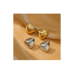 Aretes Triangulo Dorado Brillante Acero Inox LU