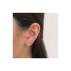 Aretes Rayo Magenta Chapa de Oro 18k  Az180