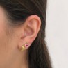 Aretes Rayo Magenta Chapa de Oro 18k  Az180