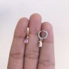 Aretes Rosa Chapa de Oro 14K Az62
