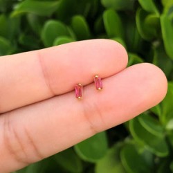 Aretes Rosa Chapa de Oro AZ112