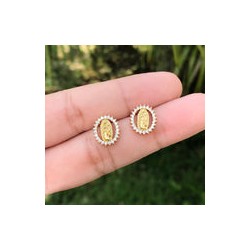 Aretes Virgen Guadalupe Pequeña Chapa de Oro 1S1