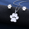 Aretes y Collar Plateado  Puppy  1L4