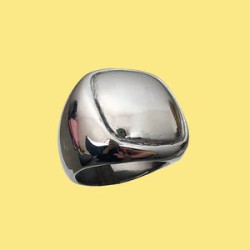 Anillo Chunky Cuadrado Plateado Acero Inox