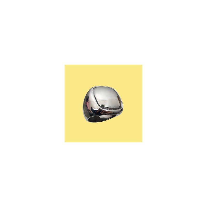 Anillo Chunky Cuadrado Plateado Acero Inox