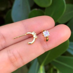 Aretes Zirconia Dorada Chapa de Oro AZ85