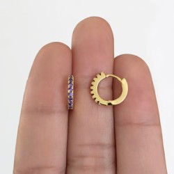 Aretes Zirconia Lila Chapa de Oro 18K Az58
