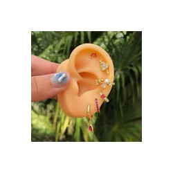 Aretes Zirconia Magenta Chapa de Oro AZ110