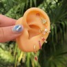 Aretes Zirconia Magenta Chapa de Oro AZ110