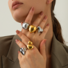 Anillo Chunky Cuadrado Plateado Acero Inox