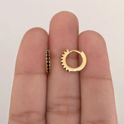 Aretes Zirconia Negro Chapa de Oro 18K Az163