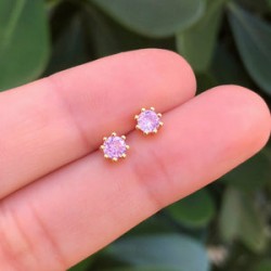 Aretes Zirconia Rosa Chapa de Oro AZ153