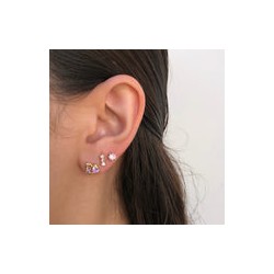 Aretes Zirconia Rosa Chapa de Oro AZ153