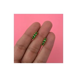 Aretes Zirconia Verde Chapa de Oro  AZ224