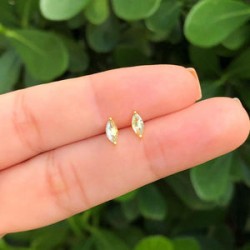 Aretes Zirconia Verde Chapa de Oro AZ113