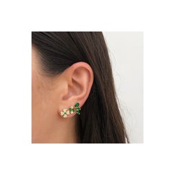 Aretes Zirconia Verde Chapa de Oro AZ141