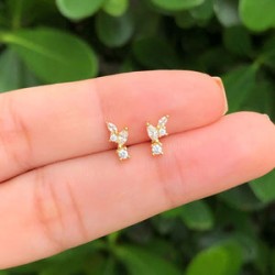 Aretes Zirconias Blancas Chapa de Oro Az277