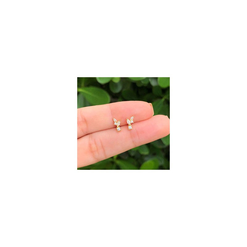 Aretes Zirconias Blancas Chapa de Oro Az277