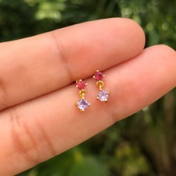 Aretes Zirconias Chapa de Oro  Az79