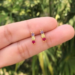 Aretes Zirconias Chapa de Oro AZ20