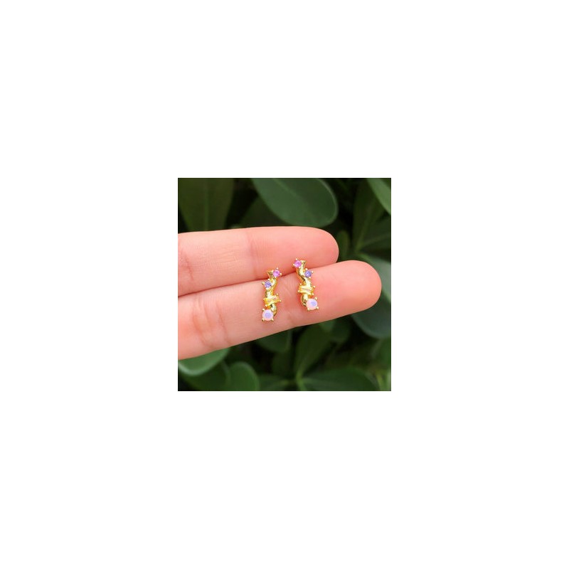 Aretes Zirconias Chapa de Oro AZ52