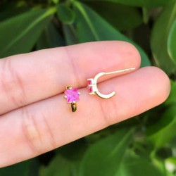 Aretes Zirconias Magenta Chapa de Oro AZ70