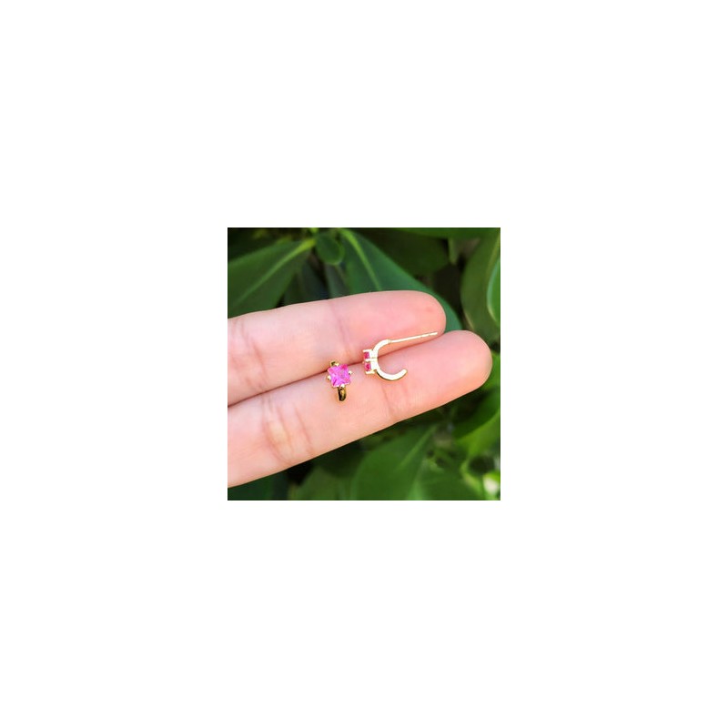 Aretes Zirconias Magenta Chapa de Oro AZ70