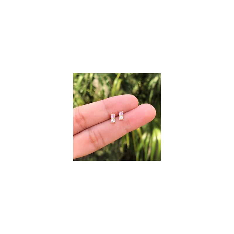 Aretes Zirconias Chapa de oro AZ33