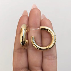 Arracadas Doradas Grandes Acero Inox  1X2