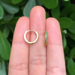 Arracadas Doradas y Verde Acero Inox Az356