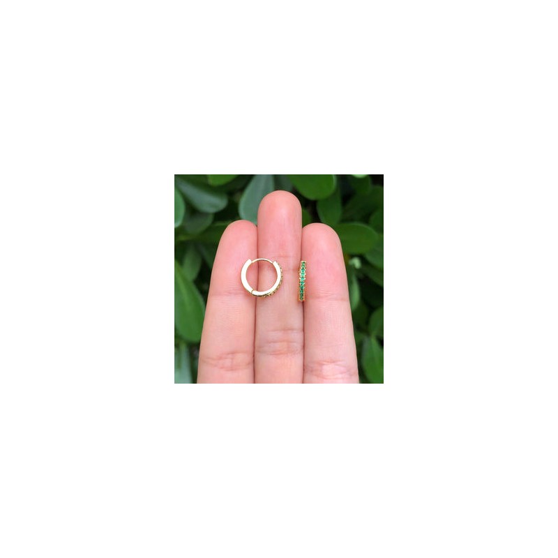 Arracadas Doradas y Verde Acero Inox Az356