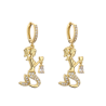 Aretes Sirena Zirconia Chapa de Oro  C610