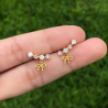 Aretes Piedritas Y Lazo Chapa de Oro Az74