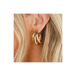 Arracadas Triple Doradas 1W3