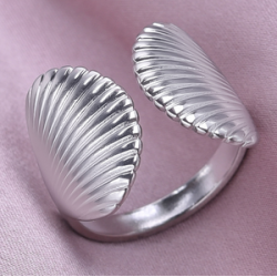 Anillo Ajustable Conchas de Mar Acero Inoxidable  1T2