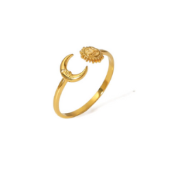 Anillo Dorado Luna Sol Acero Inoxidable  C659