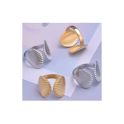 Anillo Ajustable Conchas de Mar Acero Inoxidable  1T2