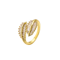 Anillo Ajustable Hojas Chapa de Oro   C613